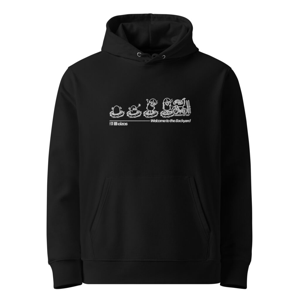 Hoodie Evolubird OIZOS en coton biologique 350 g/m², capuche doublée, certifié OEKO-TEX