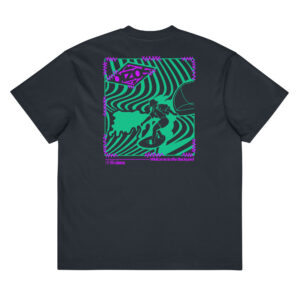 T-shirt Wing and Wave OIZOS, motif aile et vague, coupe oversize en coton peigné